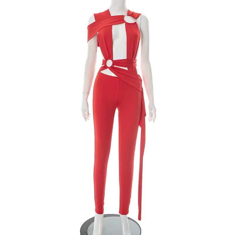 Hot Topic Jumpsuit – Red Cut Out Night Out One Piece