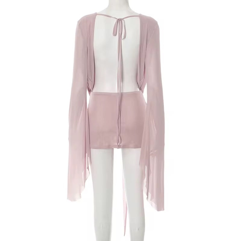 Pure Bliss Mesh Mini Dress - Blush Pink