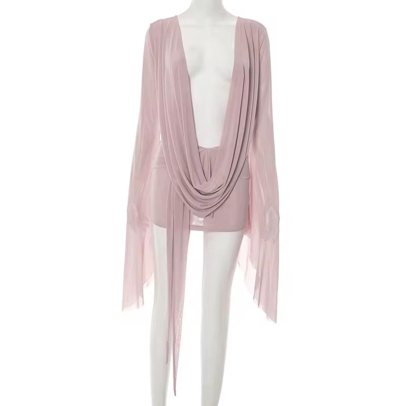 Pure Bliss Mesh Mini Dress - Blush Pink