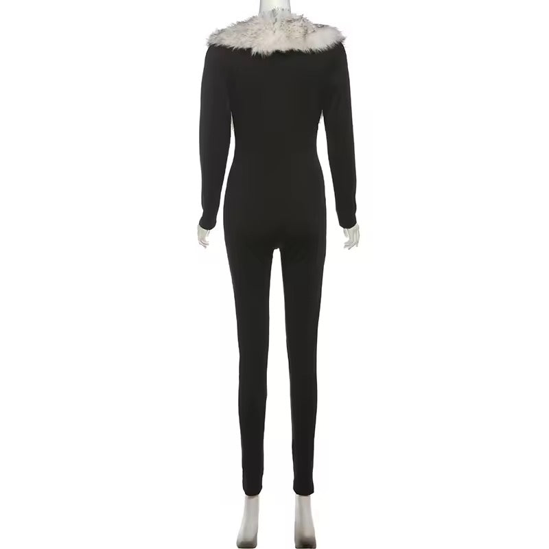 Cuff Me Up Plush Fur Jumpsuit Set