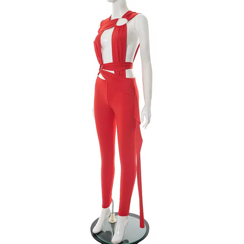 Hot Topic Jumpsuit – Red Cut Out Night Out One Piece