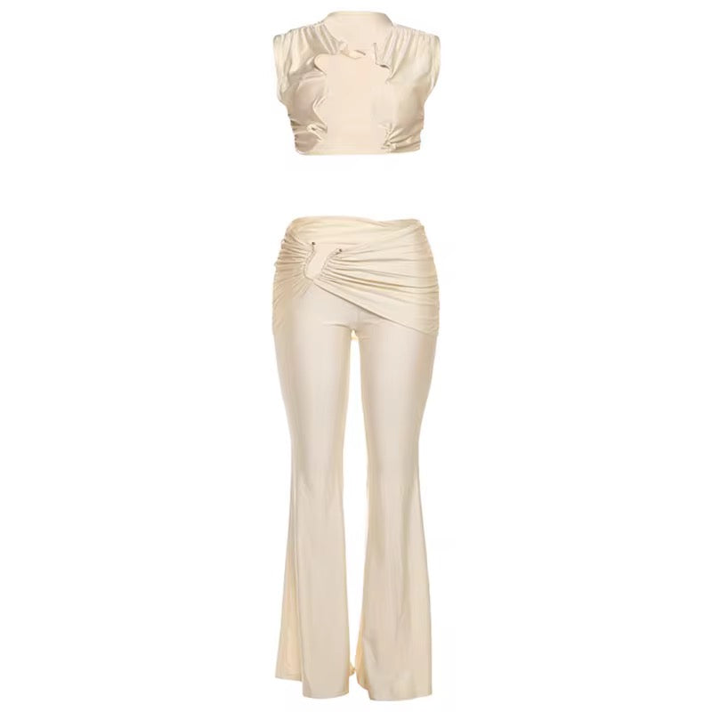 Main Attraction- Beige Twisted Two Piece Pants Set