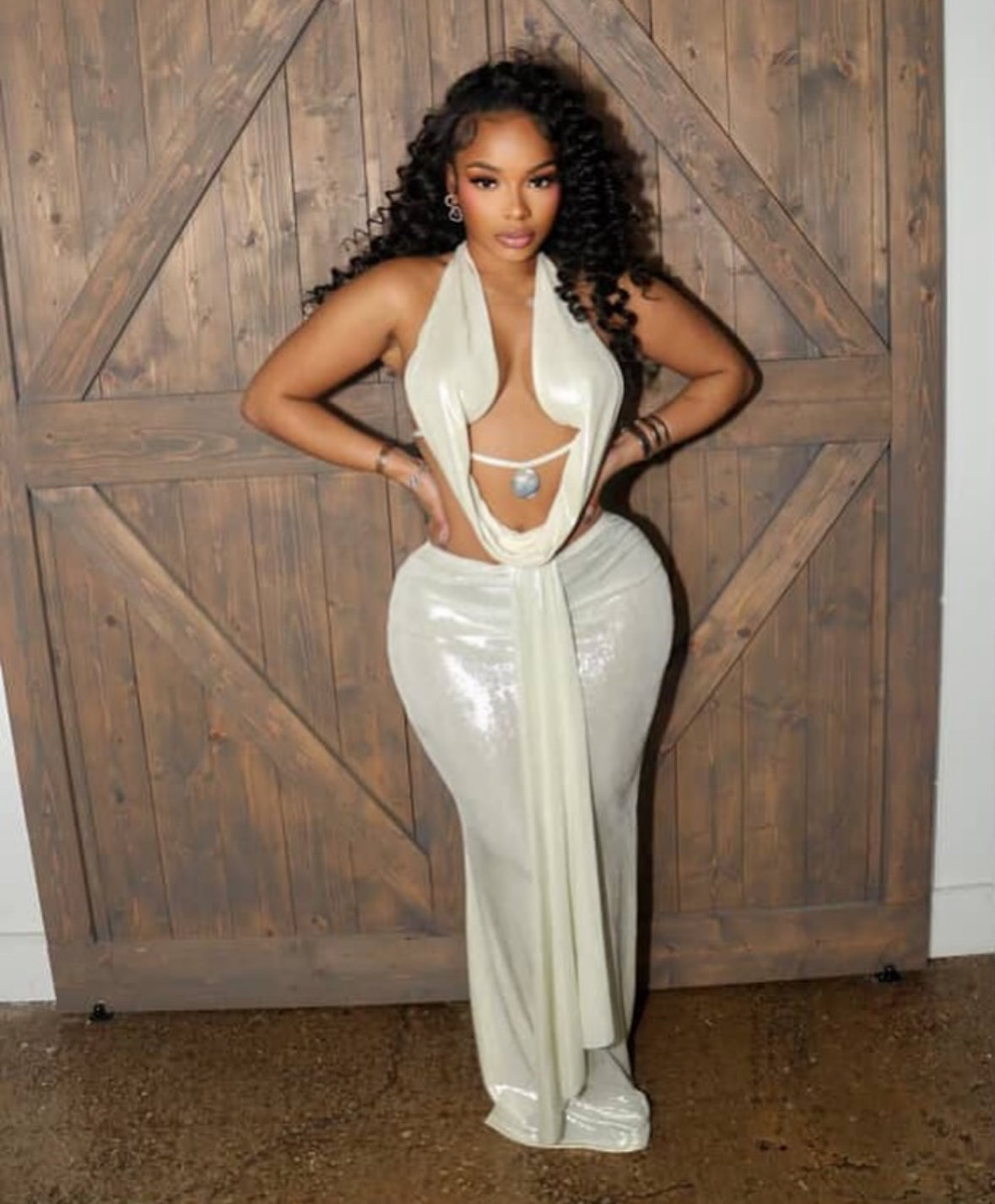 Draped In Desire Maxi Skirt Set - Ivory