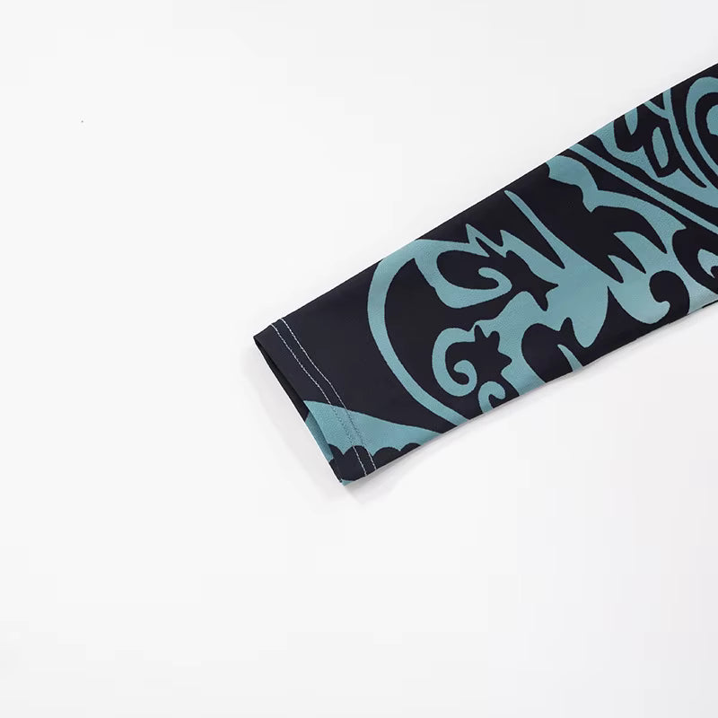 More Than A Night Sheer Print Two Piece Pants Set