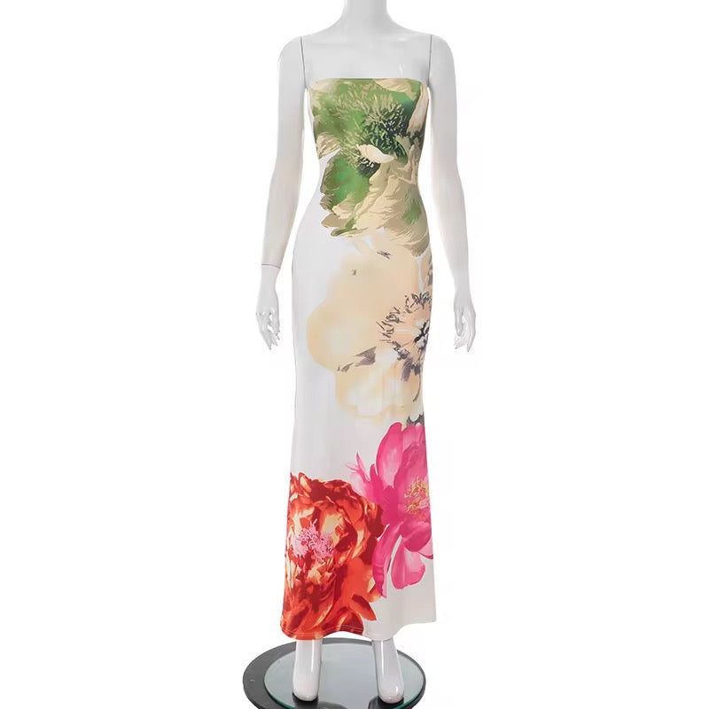 Tropics Fine Floral Tube Dress