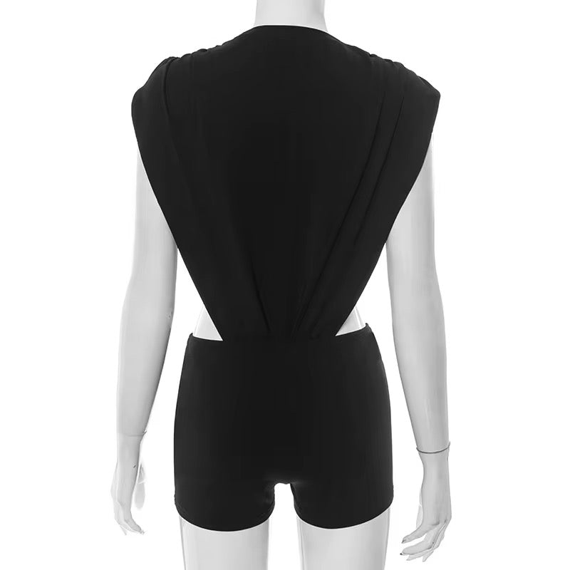 Outta Pocket Bodysuit Black Shorts Set -