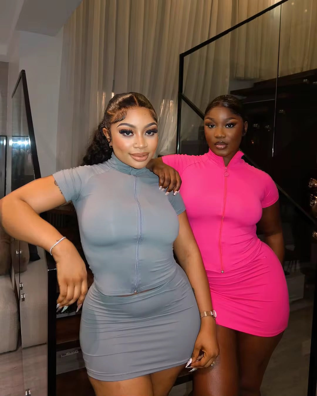 Not So Basic Mini Skirt Two Piece Set - Gray