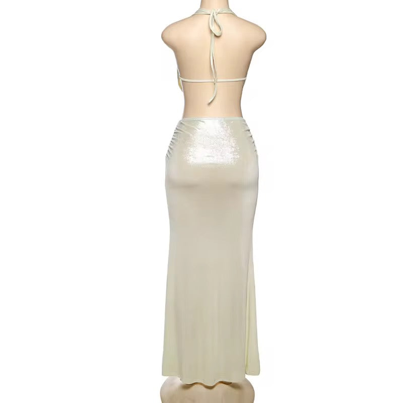 Draped In Desire Maxi Skirt Set - Ivory