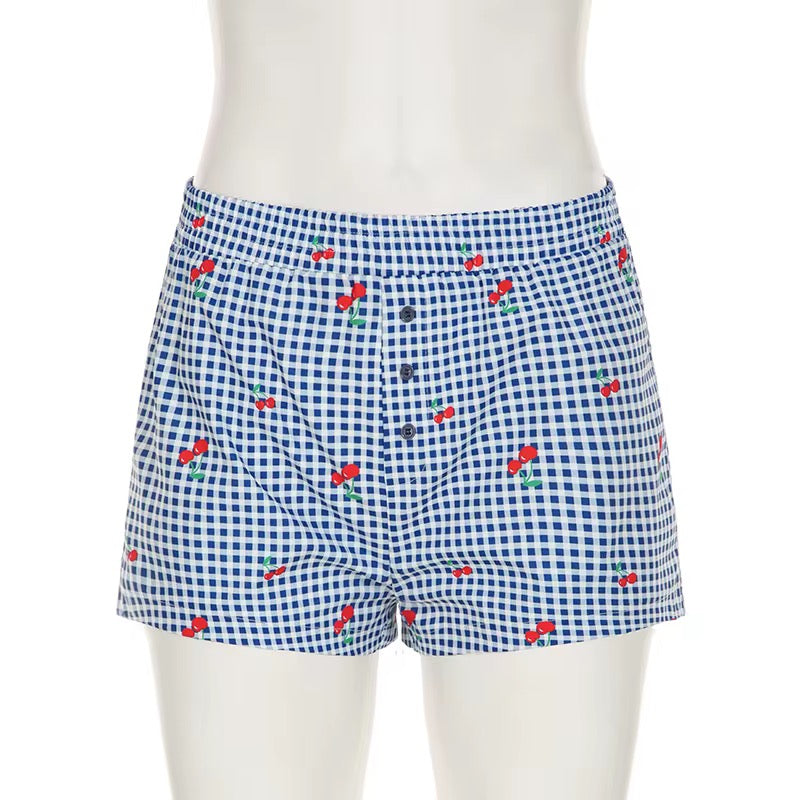 Cherries on Top - Plaid Shorts Set