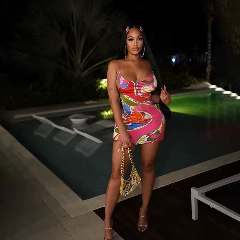 Puccii Print Princess Strap Midi Dress