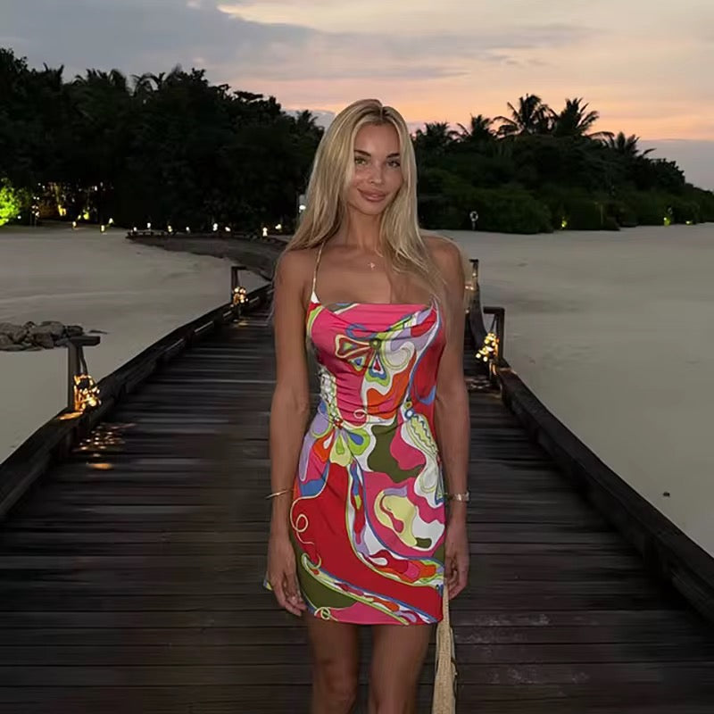 Puccii Print Princess Strap Midi Dress