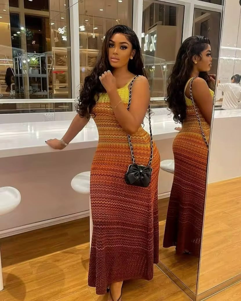 Island Glow Ombré Maxi Knit Dress