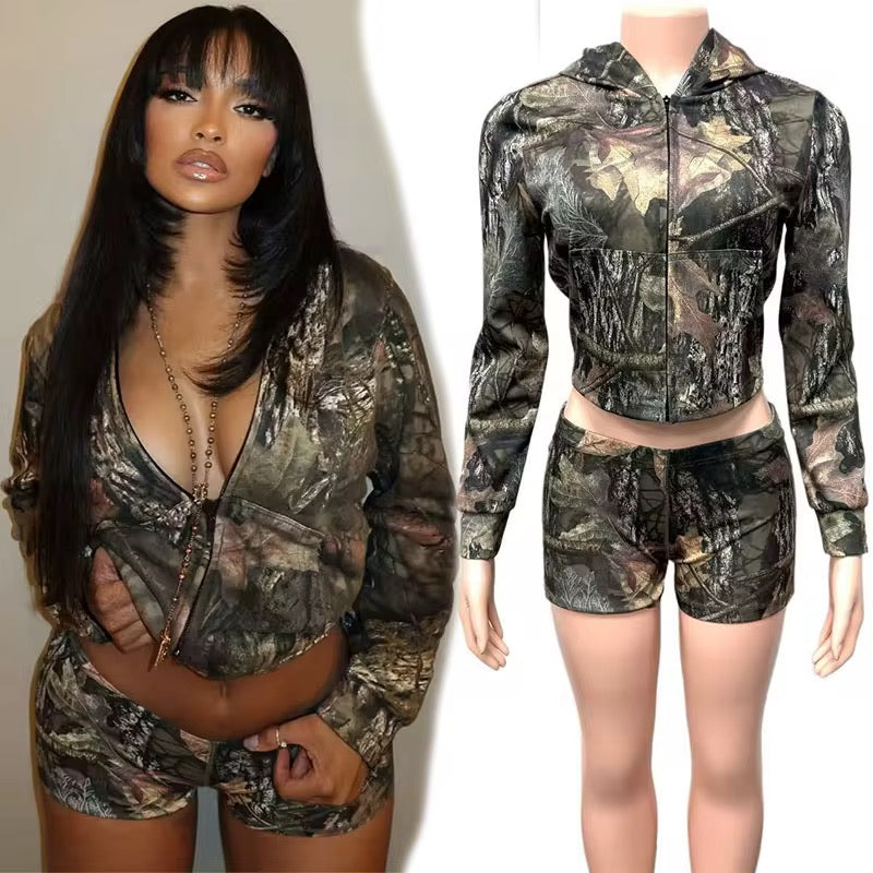 Ready For It Camo Jogger Shorts Set