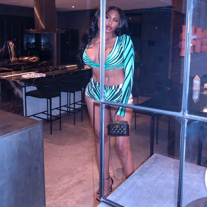 Cavalli Ray of Sea Print Shorts Set