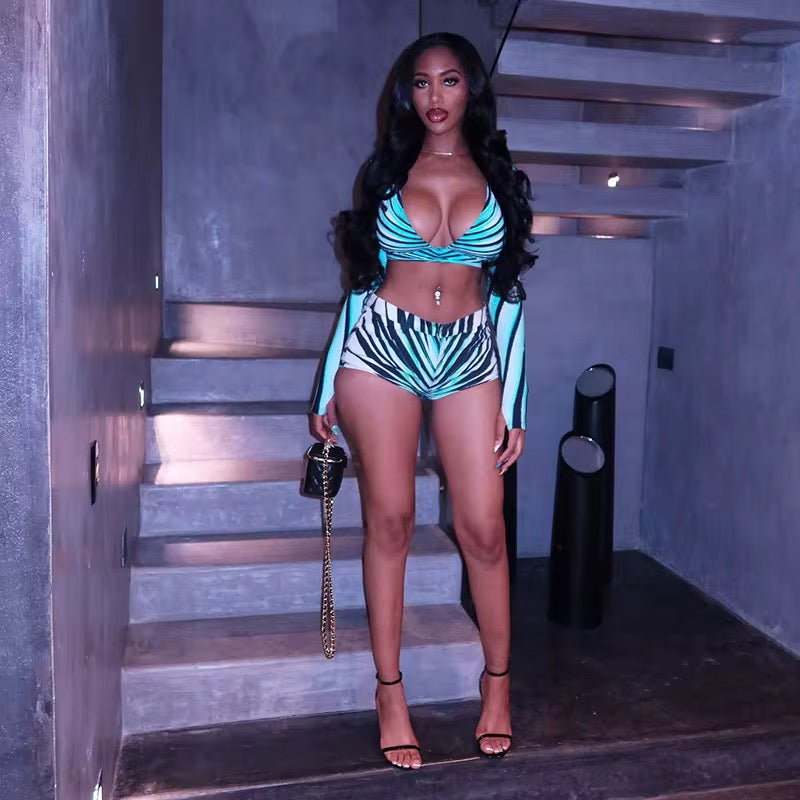 Cavalli Ray of Sea Print Shorts Set