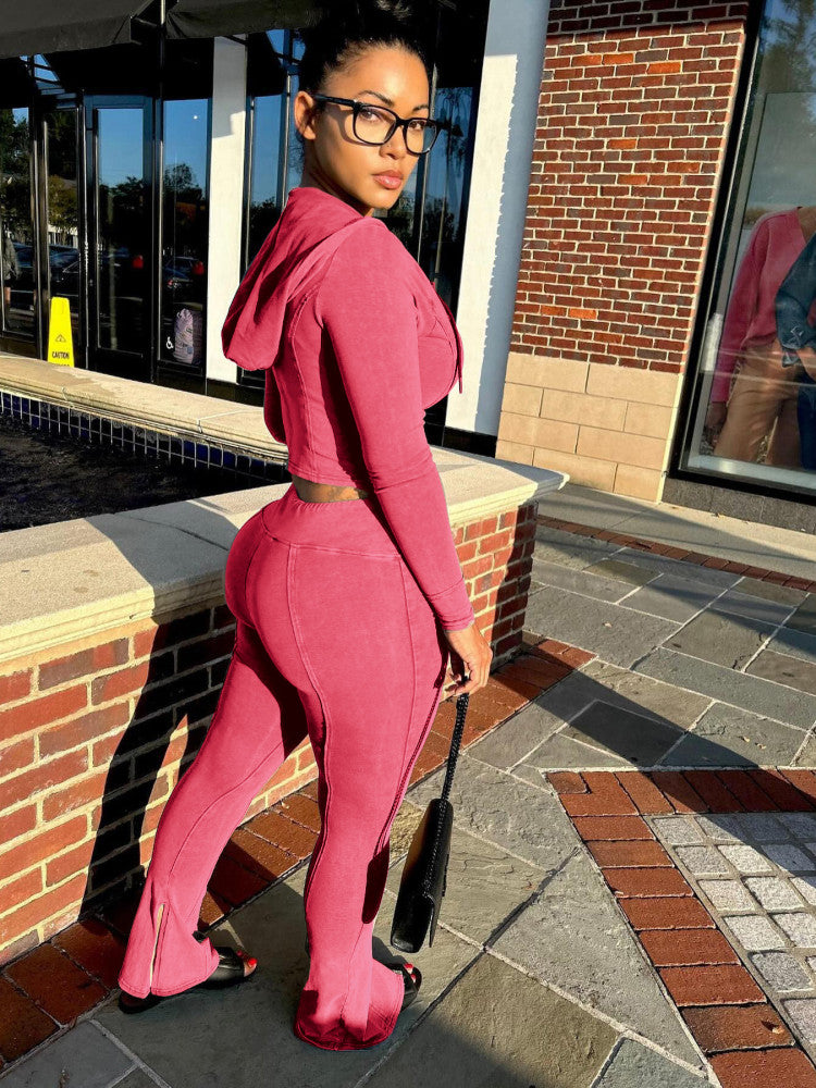 Getting 2 It Washed Hoodie + Flare Pants Set