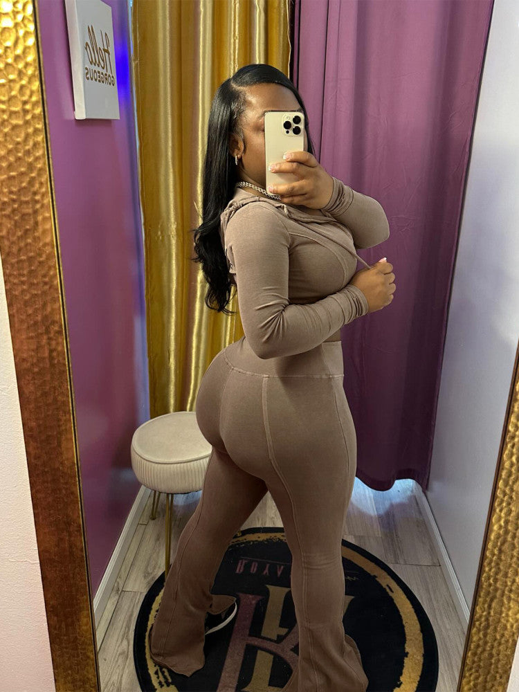 Getting 2 It Washed Hoodie + Flare Pants Set