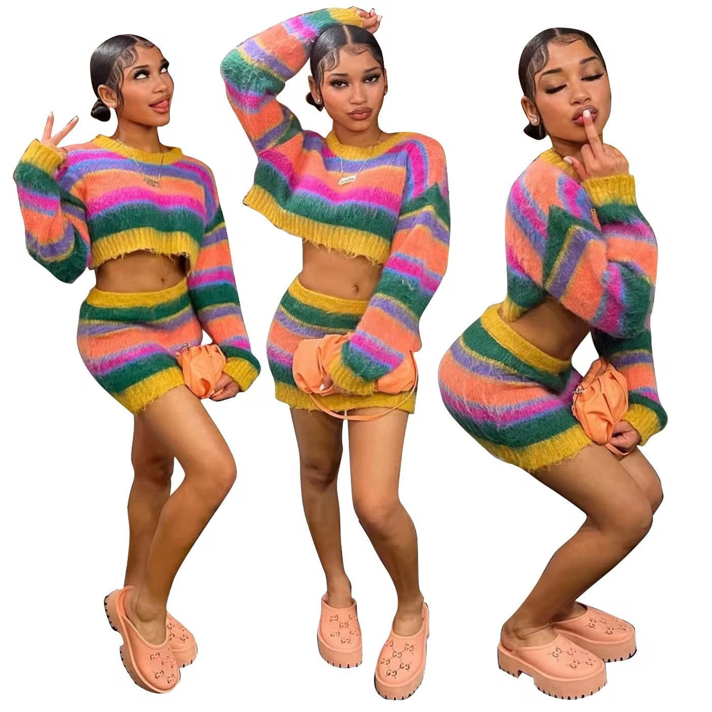 Eye Candy Knitted Skirt Set