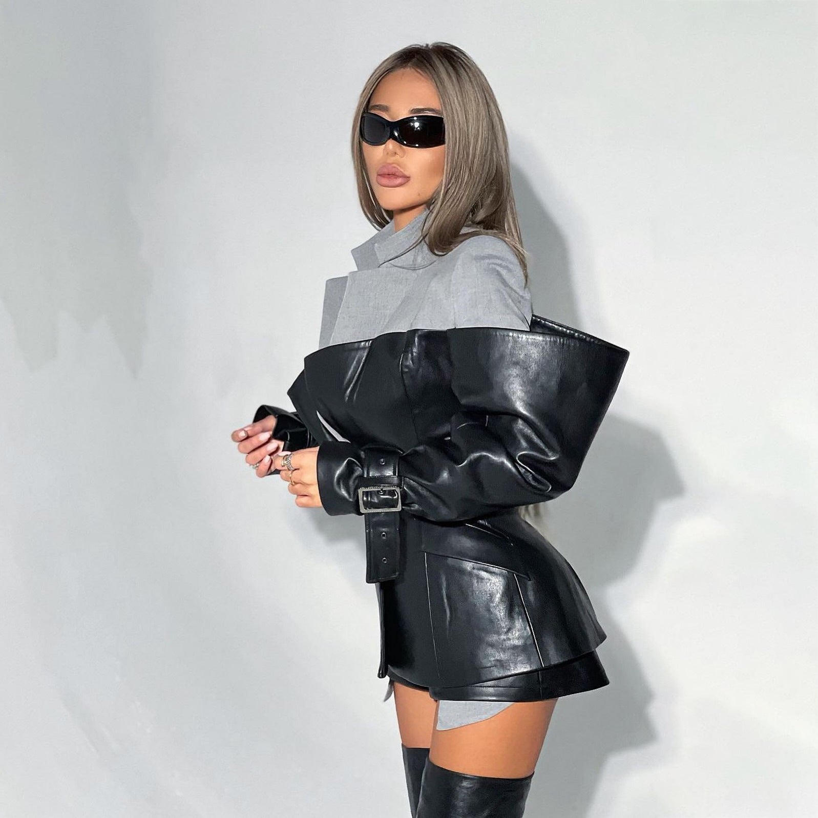 Put It On Leather Stitched Moto Jacket