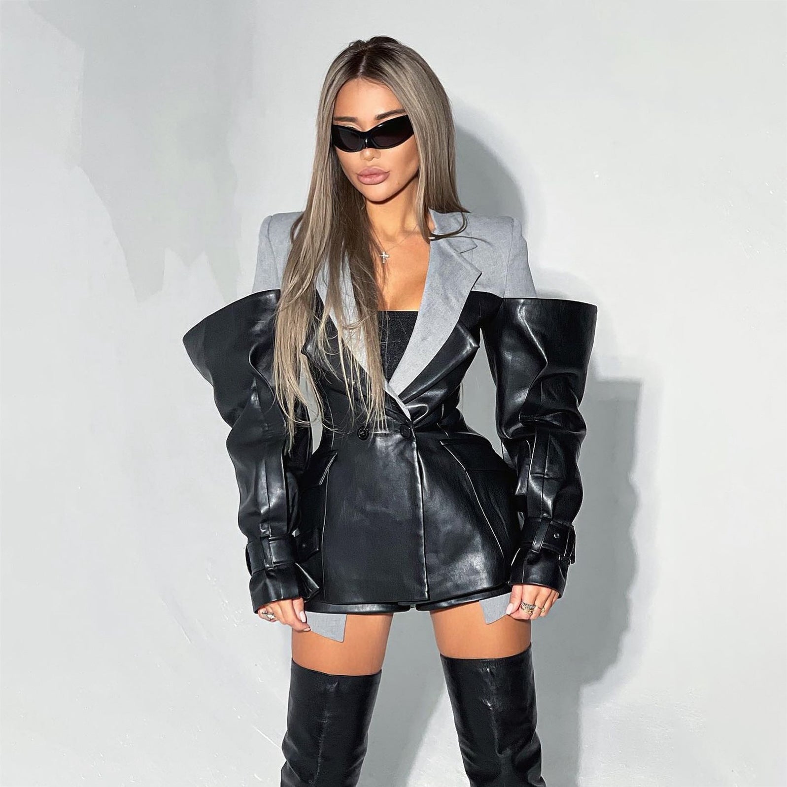 Put It On Leather Stitched Moto Jacket