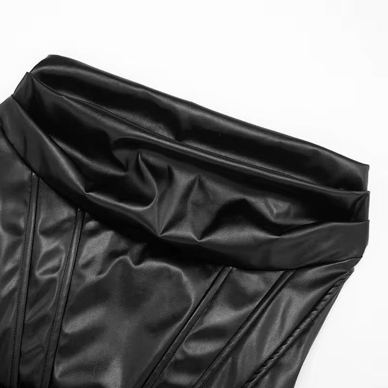 Can’t Hide It Leather Mini Skirt Set