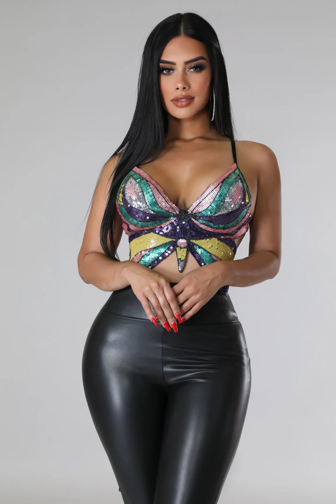 Misty Butterfly Sequin Top