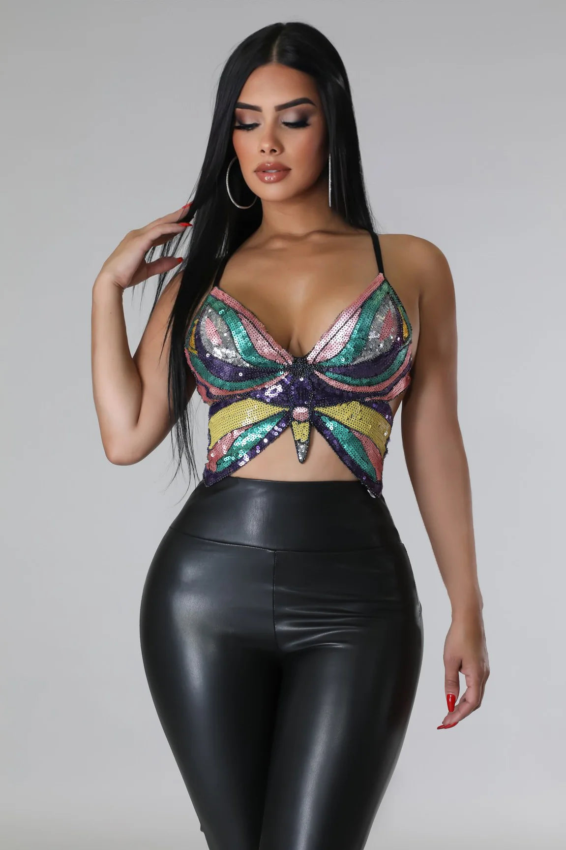 Misty Butterfly Sequin Top