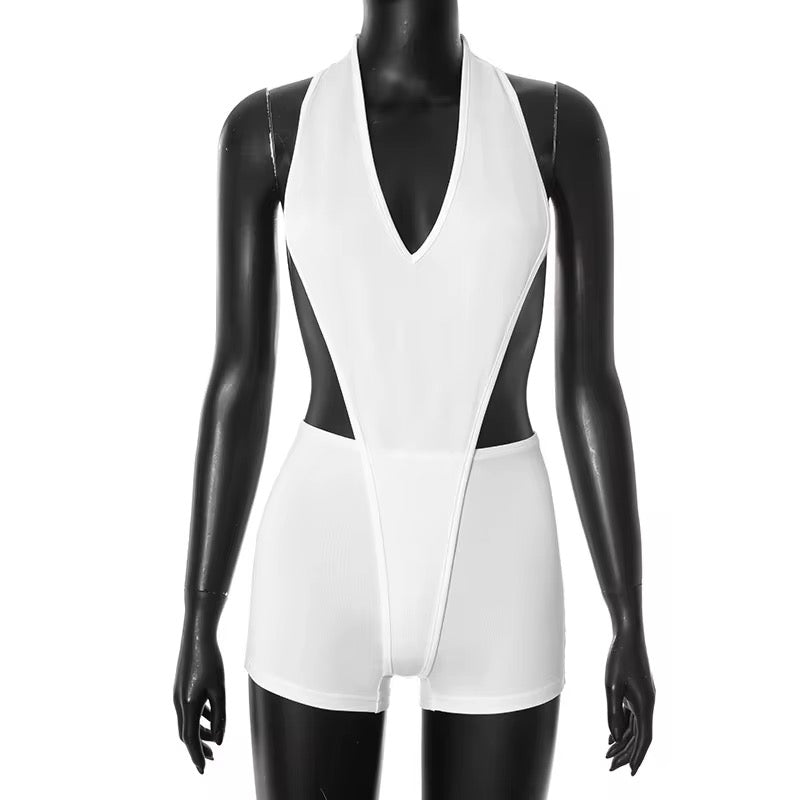 She’s No Angel - Plunge Bodysuit Shorts Set