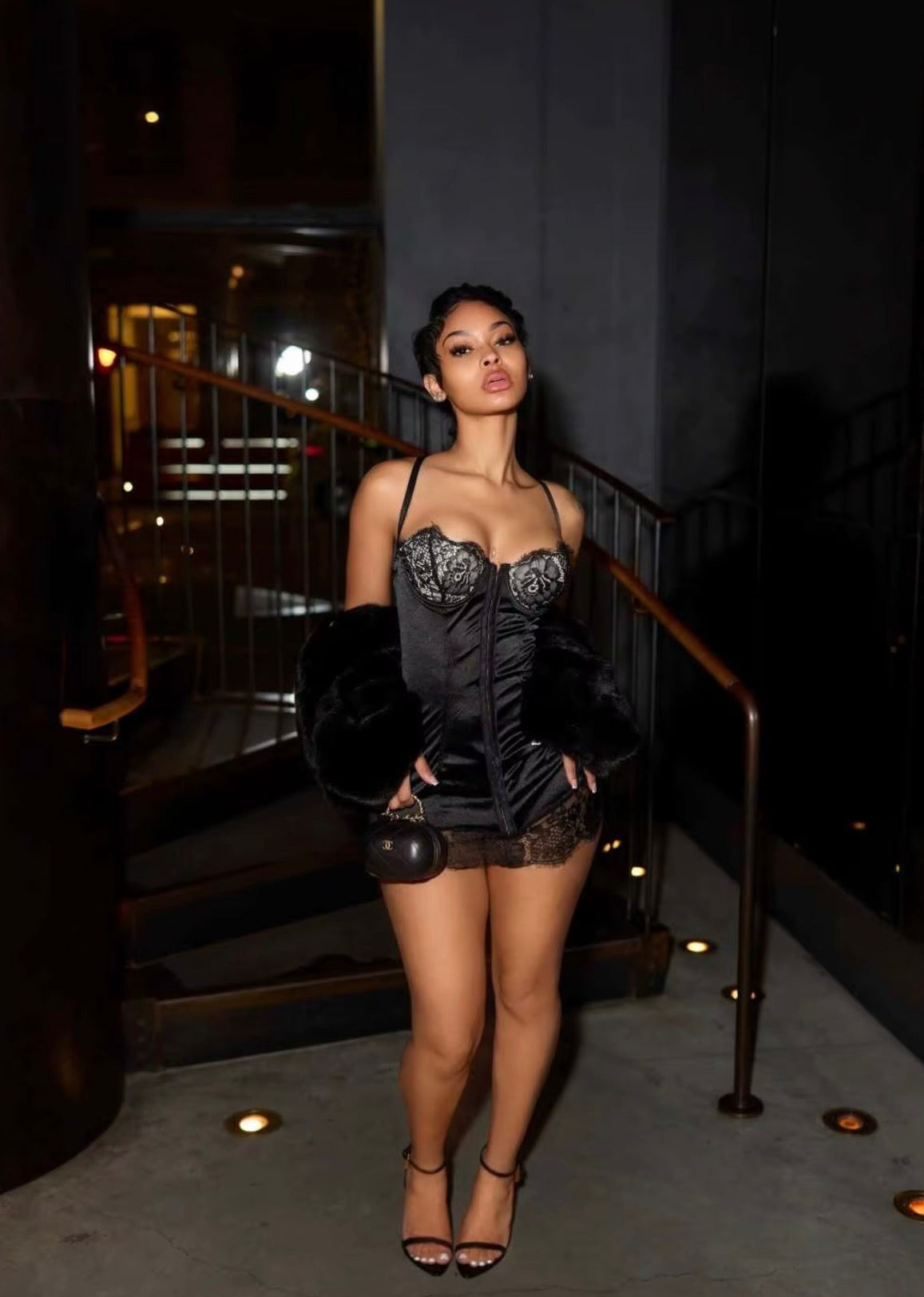 Rather Be Alone Corset Lace Mini Dress