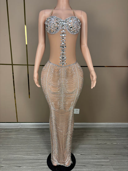 Opulence Crystal Chain Dress