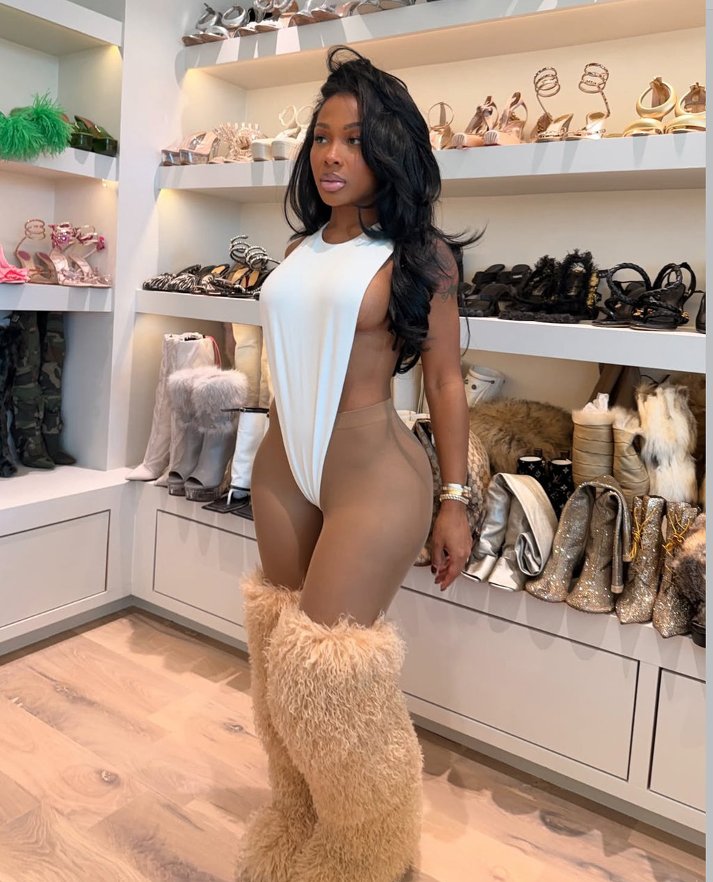 Chloe Doodle Furry Thigh High Boots