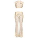 Main Attraction- Beige Twisted Two Piece Pants Set
