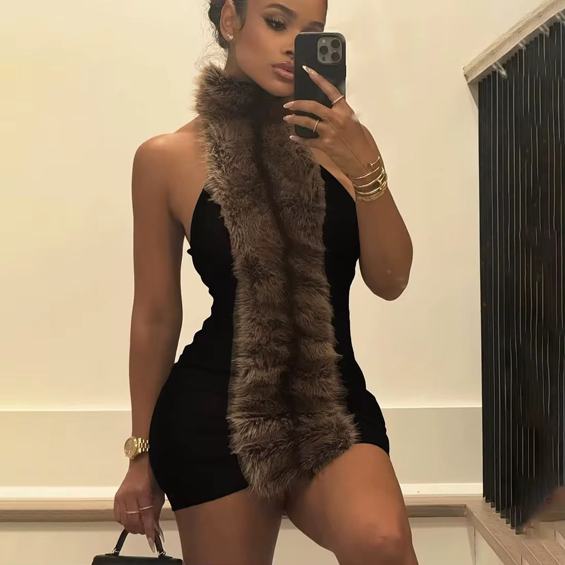 Tell Me What You Want Plush Fur Dress