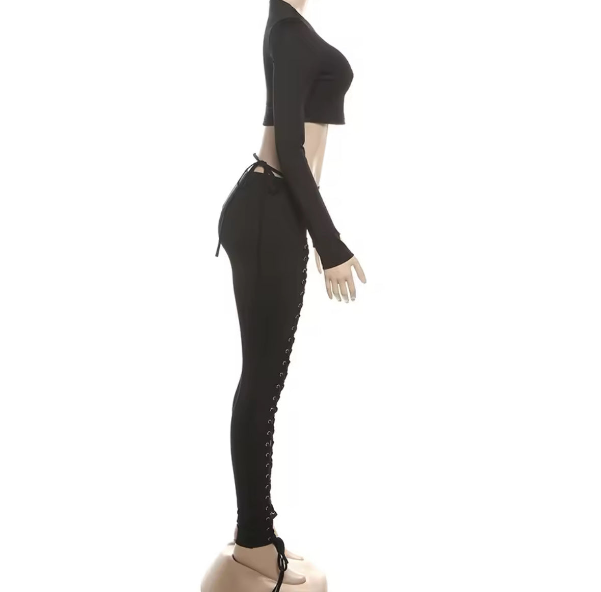 Caught Up In You Two Piece Tie Up Pants Set - Long Sleeve (BURGUNDY)