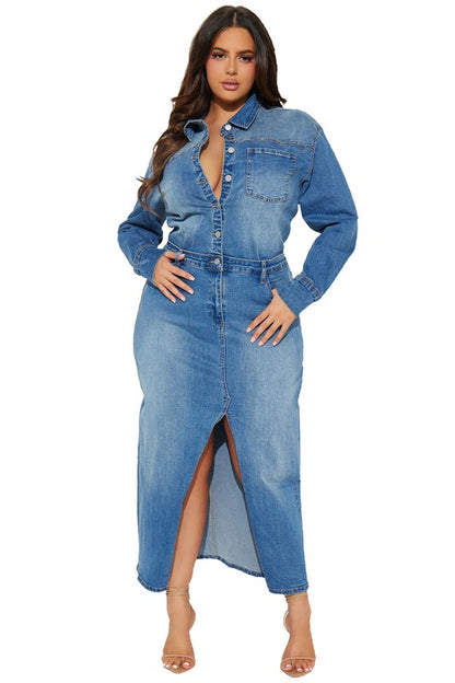 Her Way Denim Maxi Dress