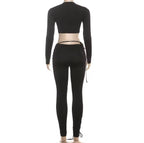 Caught Up In You Two Piece Tie Up Pants Set - Long Sleeve (BURGUNDY)