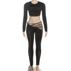 Caught Up In You Two Piece Tie Up Pants Set - Long Sleeve (BURGUNDY)