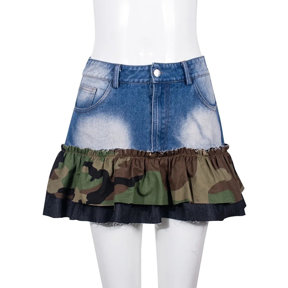 Ready For It Denim Camo Mini Skirt