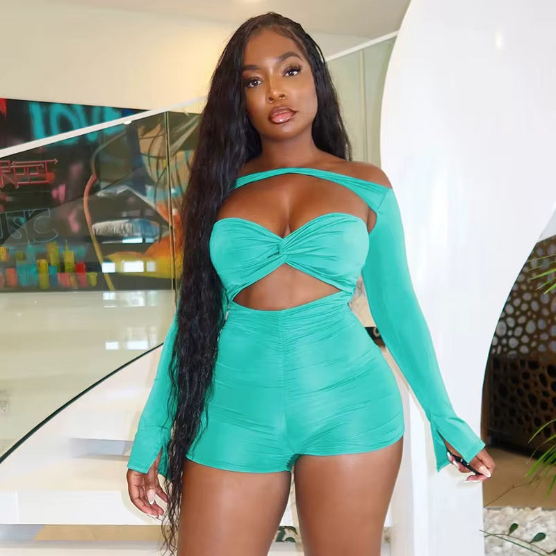 Can’t Do It Like Me Pleated Shorts Jumpsuit