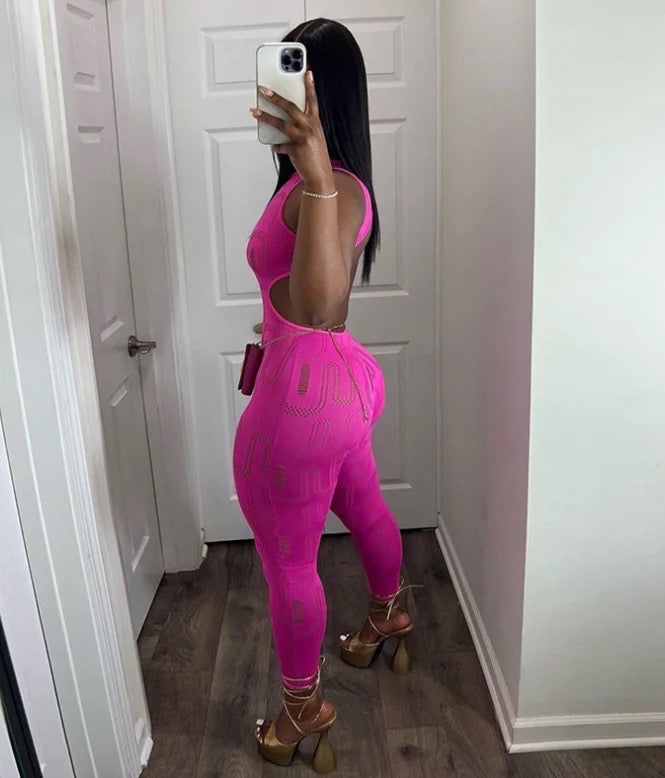 Always Giving Pink Backless Jumpsuit