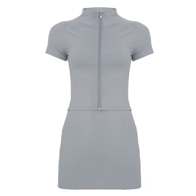 Not So Basic Mini Skirt Two Piece Set - Gray