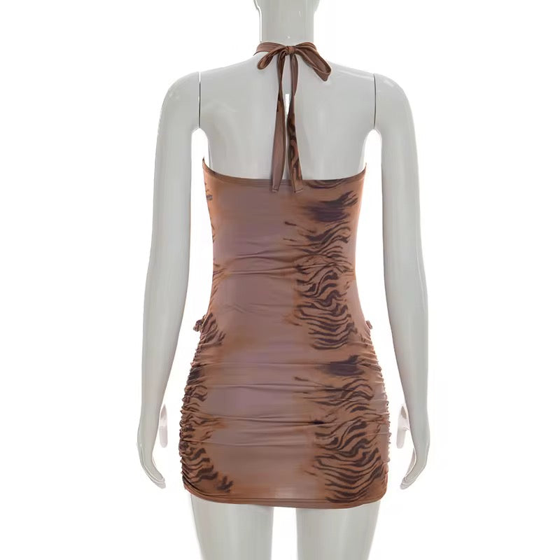 Better Off Alone Halter Lace Up Mini Dress