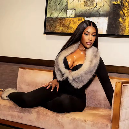 Cuff Me Up Plush Fur Jumpsuit Set