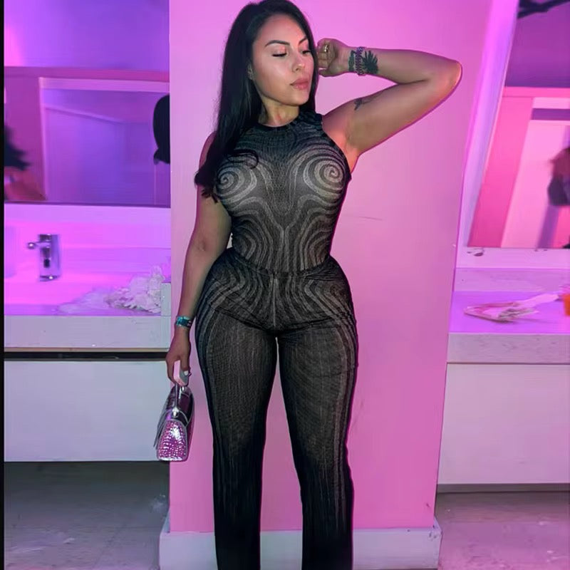 Euphoria Swirl Print Two Piece Bodysuit Set