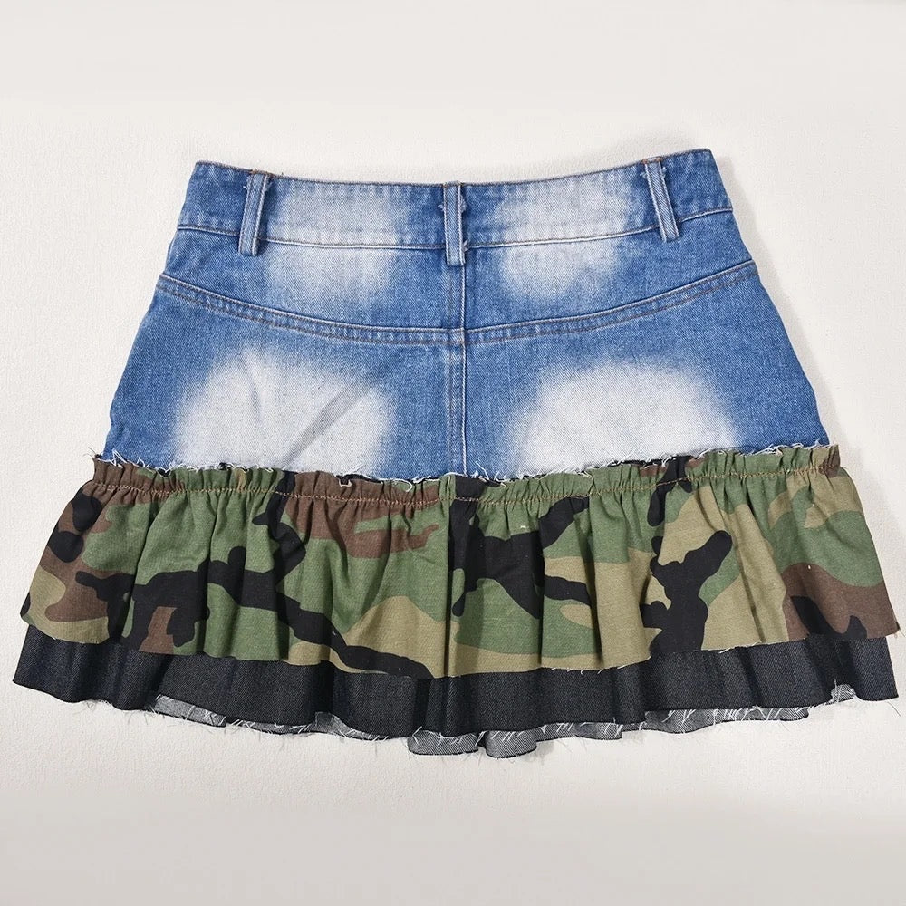 Ready For It Denim Camo Mini Skirt