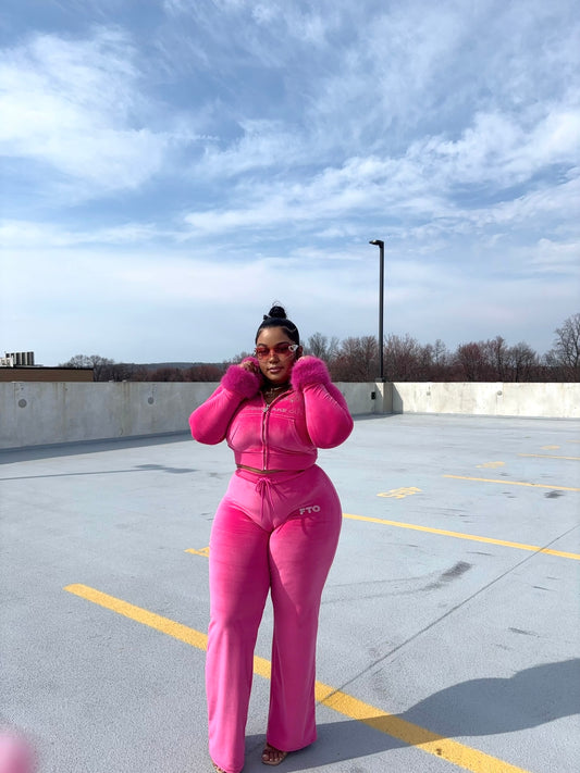 B0$$Y Luxe Fur Tracksuit Set