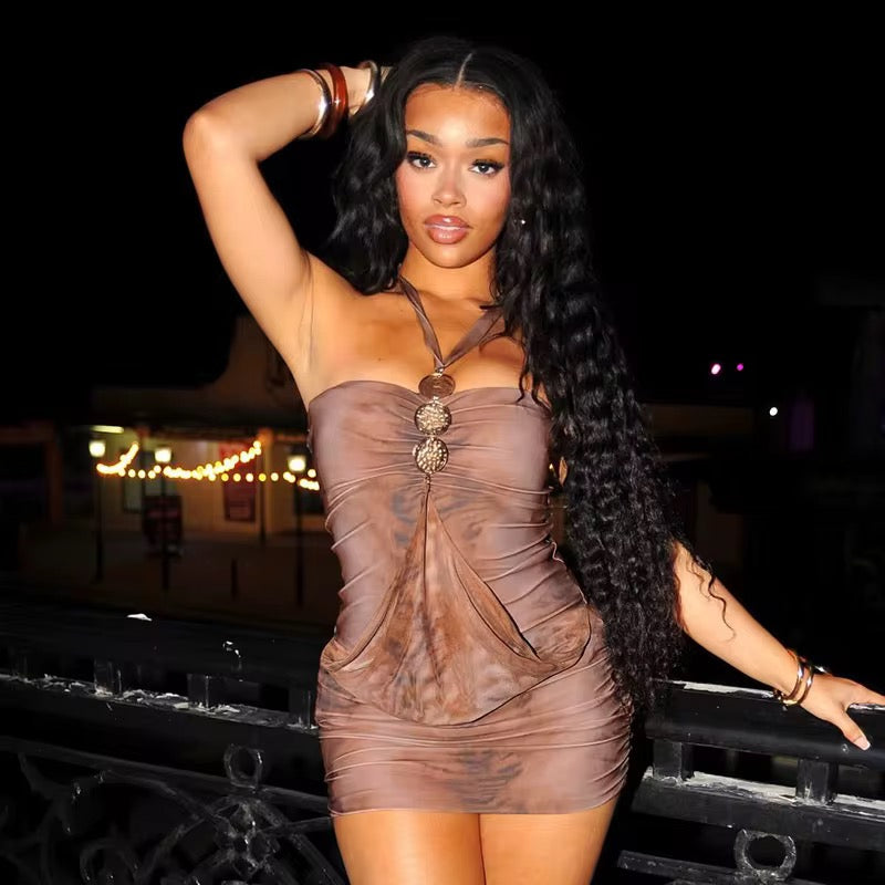 Better Off Alone Halter Lace Up Mini Dress