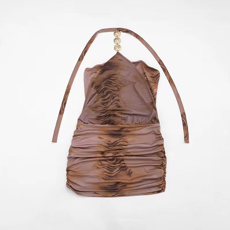 Better Off Alone Halter Lace Up Mini Dress