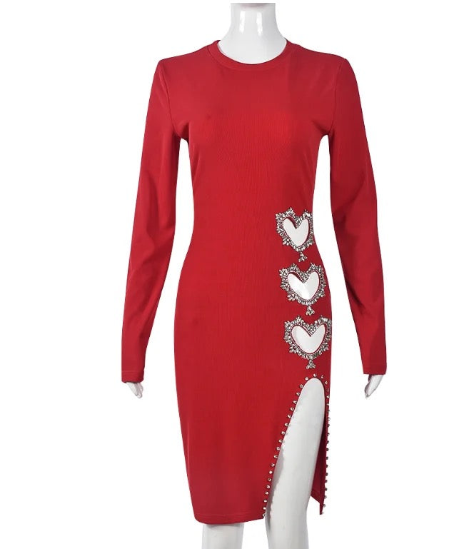 Love Me Enough Rhinestone Heart Dress