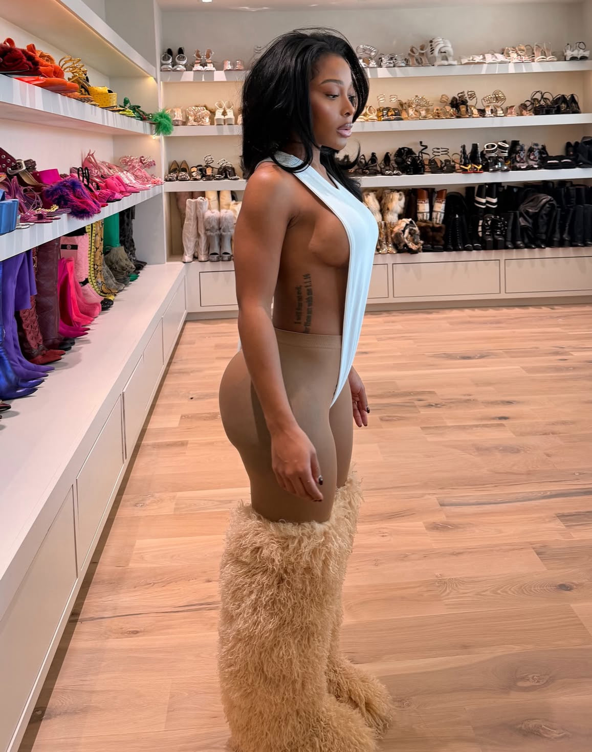 Chloe Doodle Furry Thigh High Boots